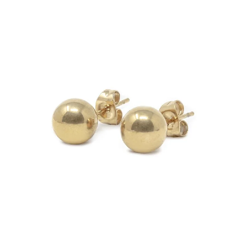 long earrings for women -bridal earrings for women -Stainless Steel Ball Stud Earrings Gold Plated