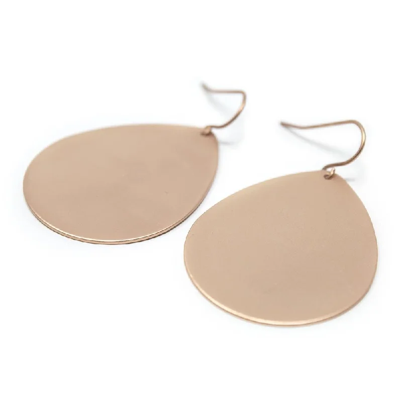 minimalist earrings for women -luxury pearl earrings -Brushed Teardrop Earrings Rose Gold Tone