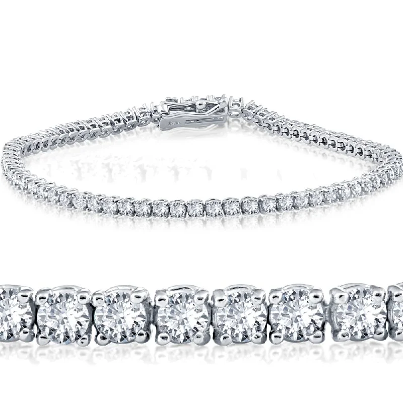 women’s braided bracelets -3 Ct. Diamond 18K White Gold Round Cut Tennis Bracelet 7" Lab Grown