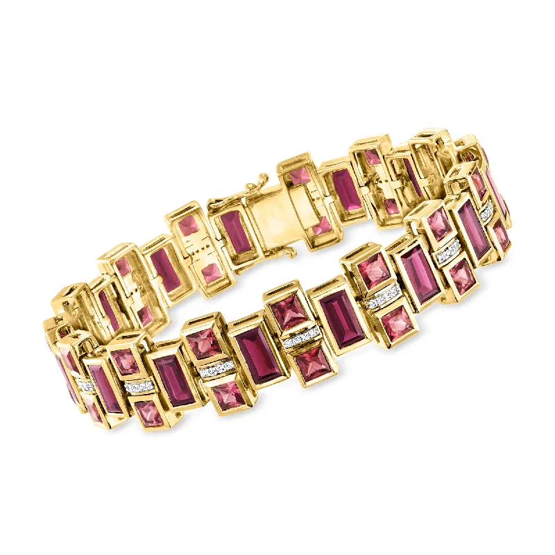 bangle bracelets for women -Ross-Simons Rhodolite Garnet and . White Topaz Bracelet in 18kt Gold Over Sterling