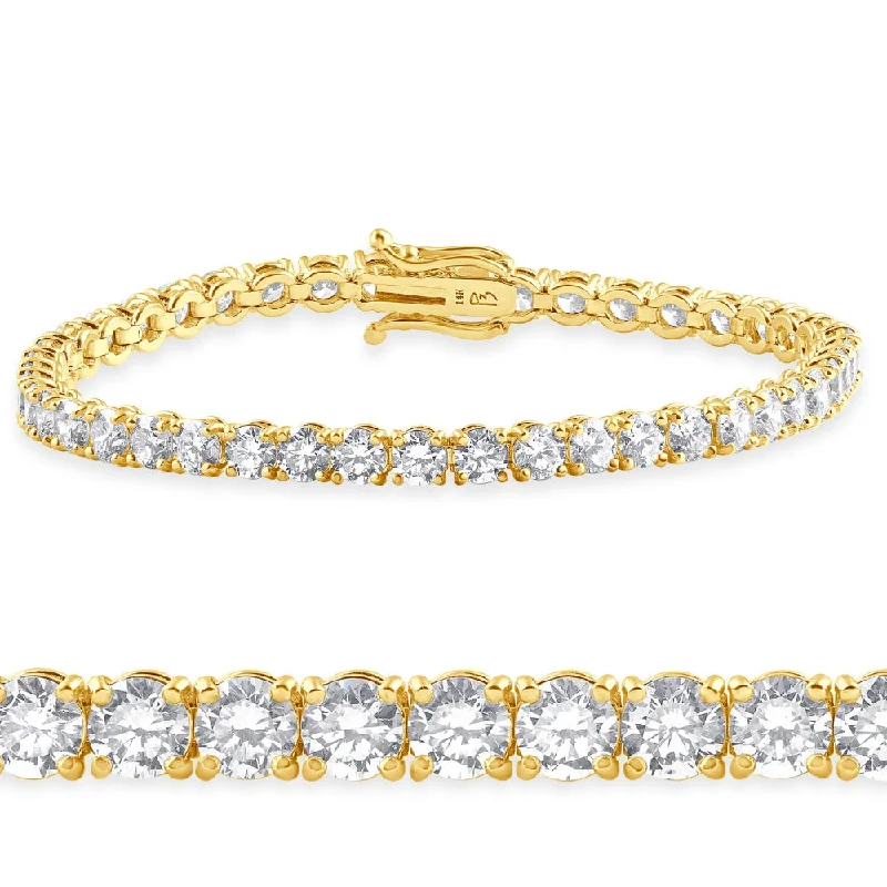 diamond bangle bracelets for women -10 Ct Lab Grown Diamond Tennis Bracelet 14K Yellow Gold 7"