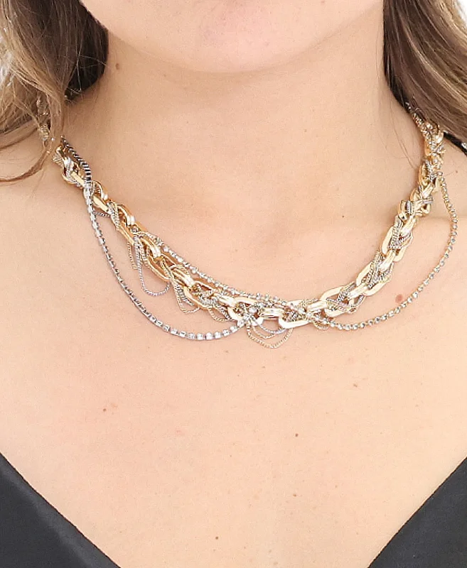 silver necklaces for women -silver necklaces for women -Braided Link Chain Necklace