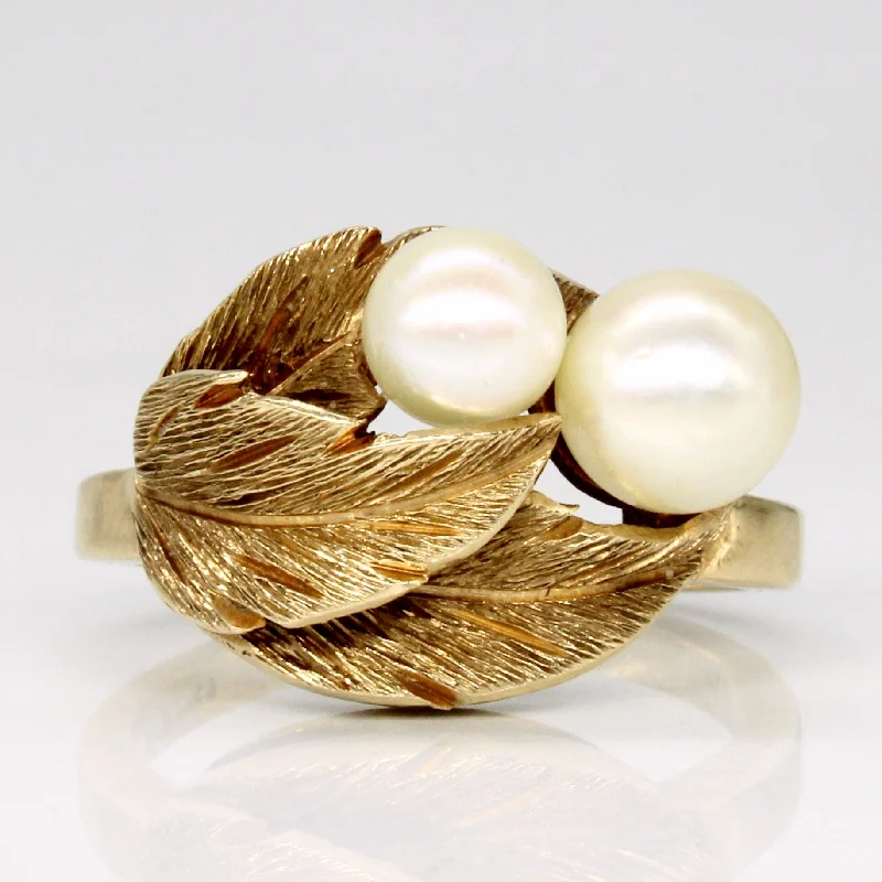 gemstone statement rings -Pearl Cocktail 14k Ring | SZ 6.25 |