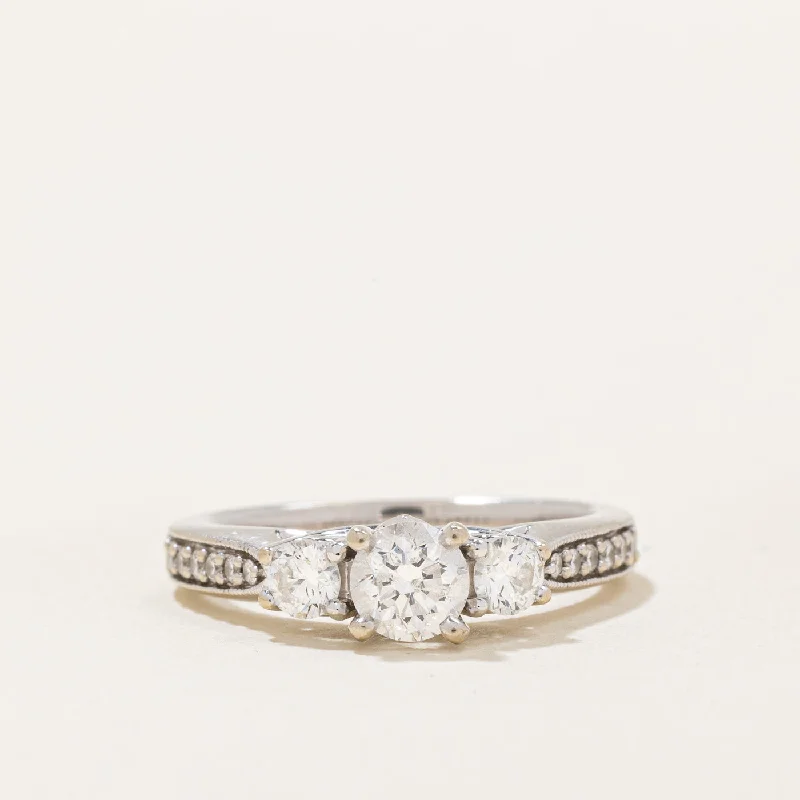 promise rings for women -Three Stone Diamond with Accent Diamonds 14k Ring | 0.5ct, 0.3ctw, 0.05ctw | SZ 5.5 |