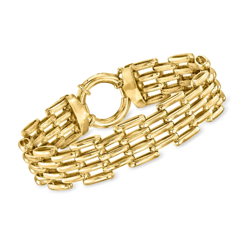 stackable bangles for women -Ross-Simons 14kt Yellow Gold Panther-Link Bracelet