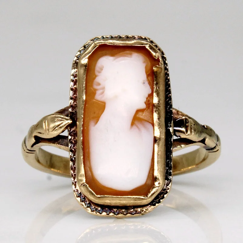 trendy rings for women -Carved Shell Cameo Portrait Ring | 1.80ct | SZ 4.5 |