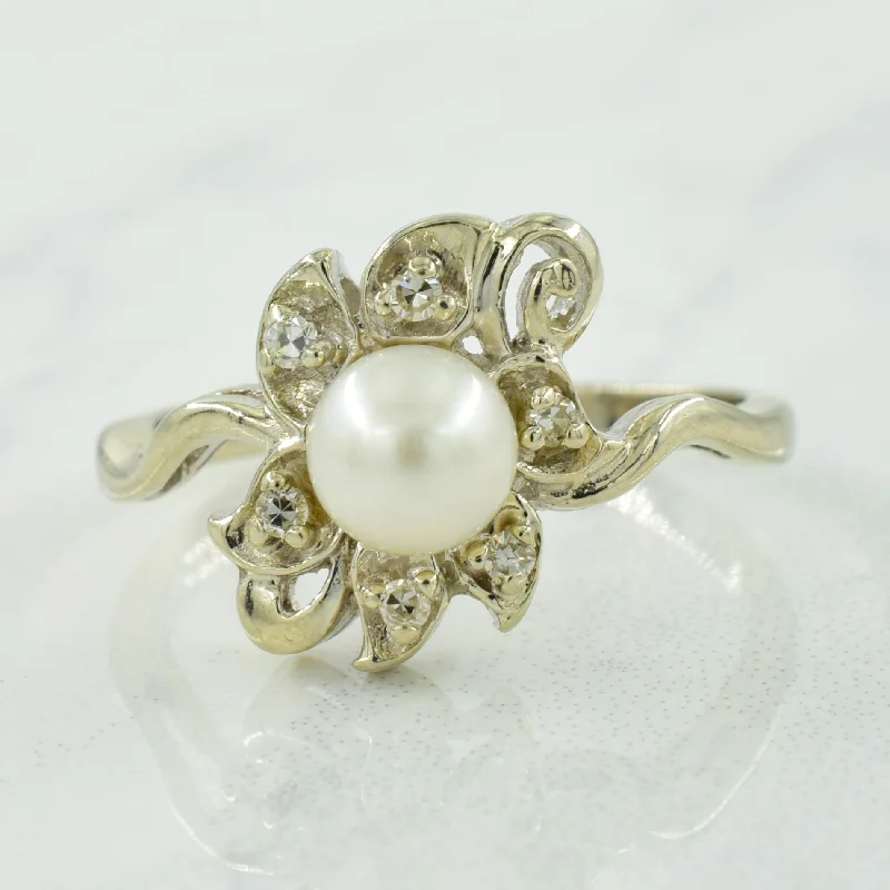 stackable diamond rings -Pearl & Diamond Pinwheel Ring | 1.50ct, 0.10ctw | SZ 7.75 |