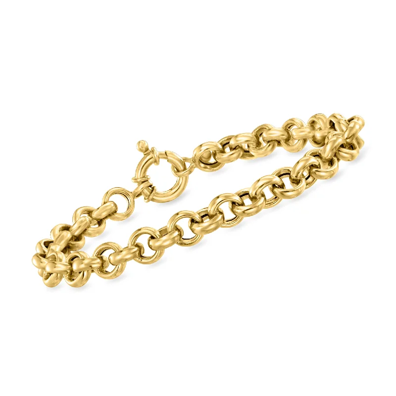 diamond bangle bracelets for women -Ross-Simons Italian 14kt Yellow Gold Rolo-Chain Bracelet