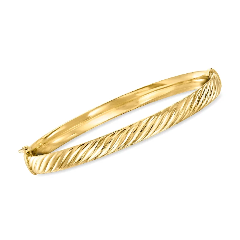 vintage bangles for women -Ross-Simons Italian 18kt Yellow Gold Twisted Bangle Bracelet