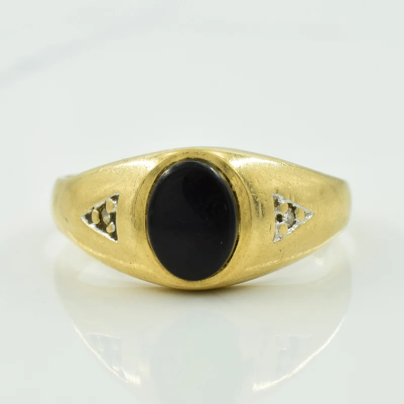 romantic rings for women -Black Onyx & Diamond Ring | 0.70ct, 0.02ctw | SZ 8.75 |