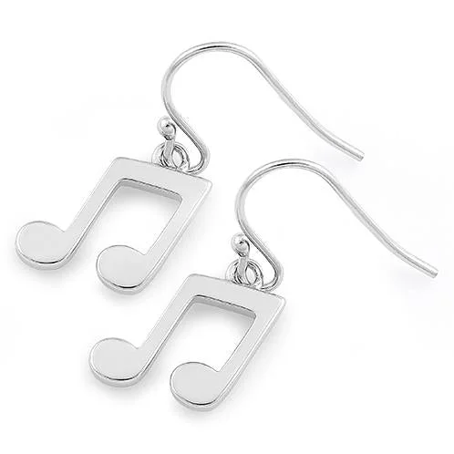 diamond earrings for women -gold earrings for women -Sterling Silver Music Note Earrings