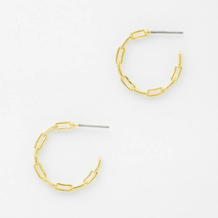 diamond earrings for women -gold earrings for women -14K Gold Plated Brass Paperclip Hoop Earrings