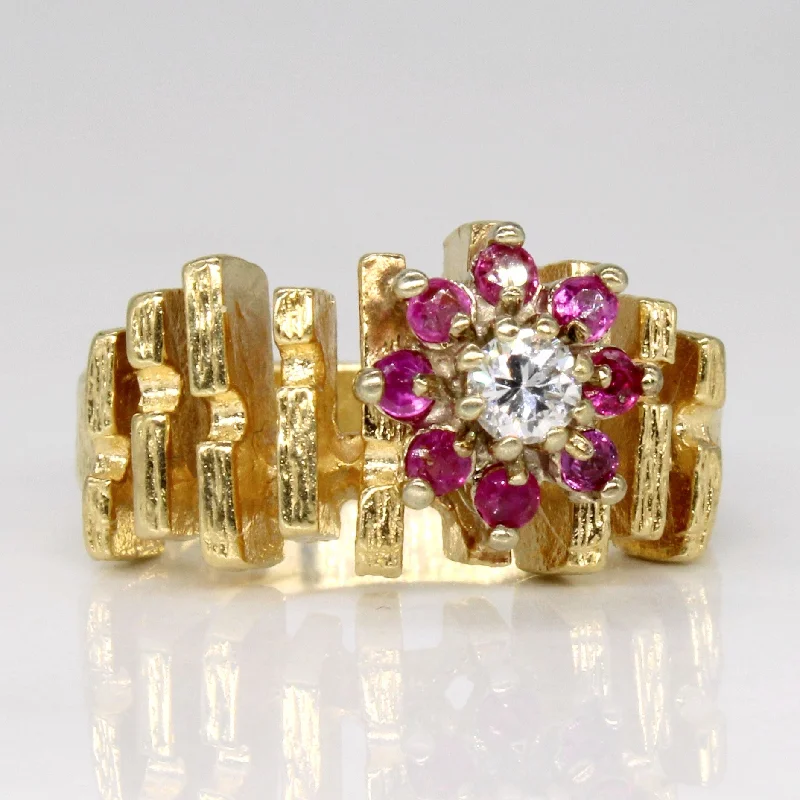 beautiful diamond wedding rings -Ruby & Diamond Cocktail Ring | 0.24ctw, 0.13ct | SZ 4.75 |