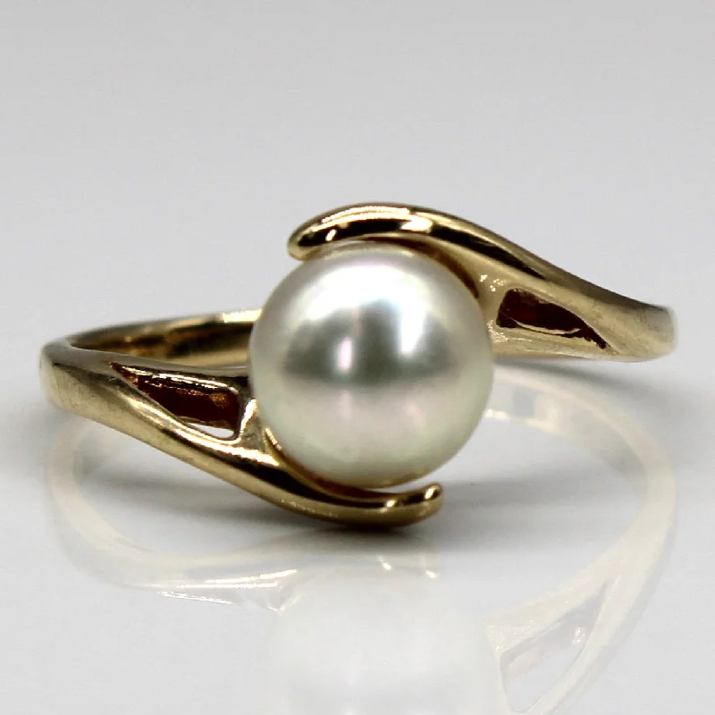 classic engagement rings -Bypass Solitaire Pearl Ring | SZ 7.75 |