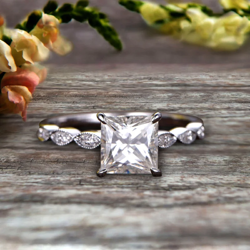 cubic zirconia engagement rings -cubic zirconia engagement rings -1.25 carat Classic Princess Cut Moissanite Diamond Engagement Ring on 10k White Gold Classic Vintage Art Deco