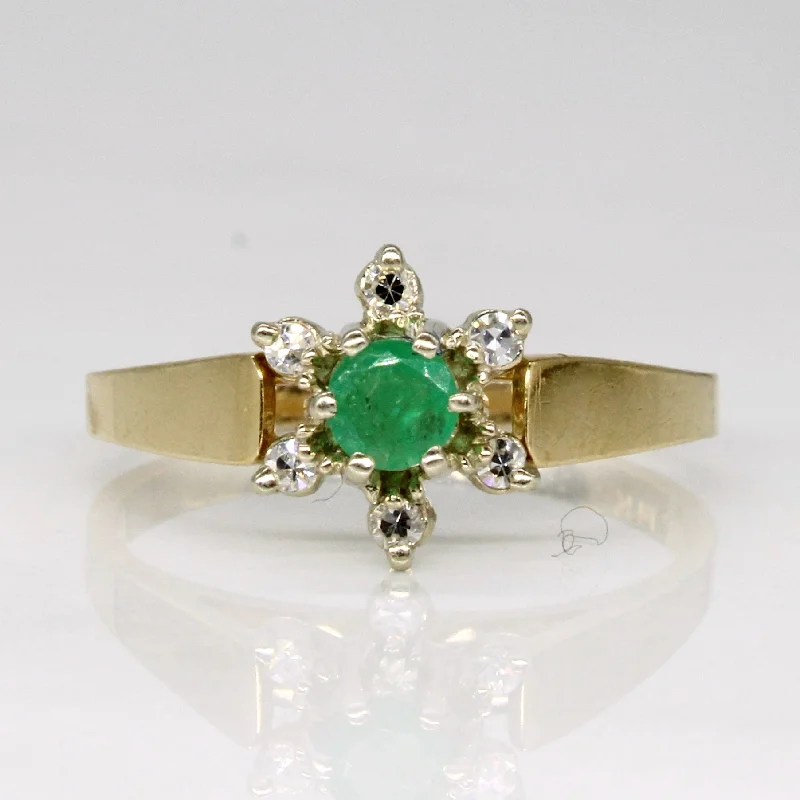 romantic rings for women -Emerald & Diamond Ring | 0.16ct, 0.06ctw | SZ 5.75 |