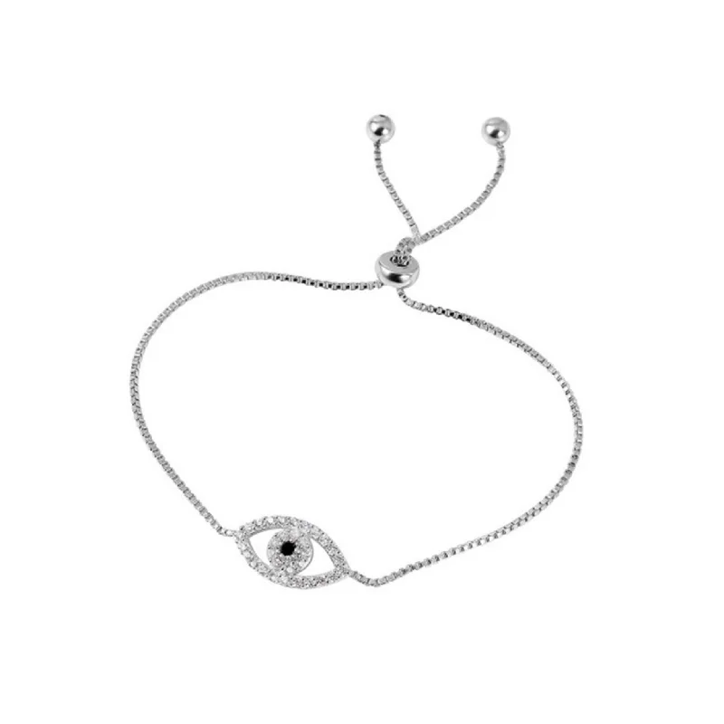 chic women’s bangles -Adornia  Evil Eye Slider Bracelet silver