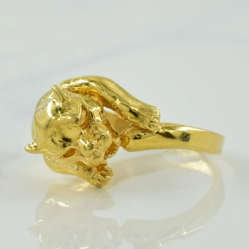 bold rings for women -14k Yellow Gold Panther Ring | SZ 7 |