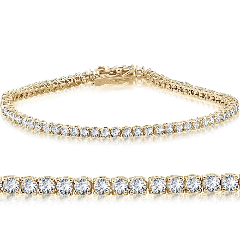 boho chic bangles for women -14k Yellow Gold 3 ct Round Cut Diamond Tennis Bracelet 7"