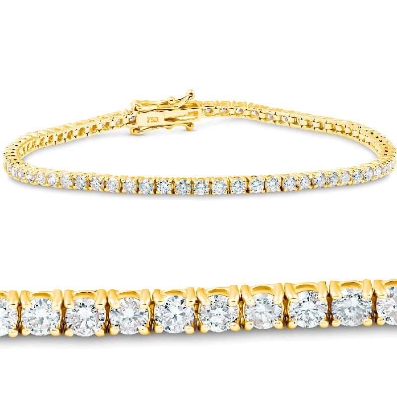 gold bracelets for women -4 Ct. Diamond 18K Yellow Gold Round Cut Tennis Bracelet 7"