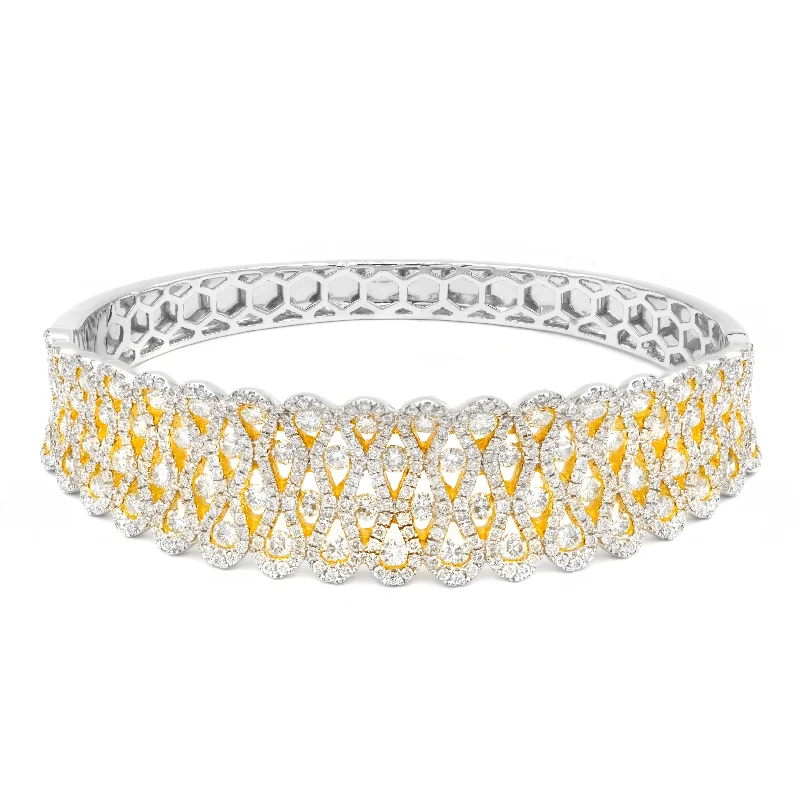 charm bracelets for women -18 kt white gold diamond bangle adorned with 6.50 cts tw of diamonds going half-way around