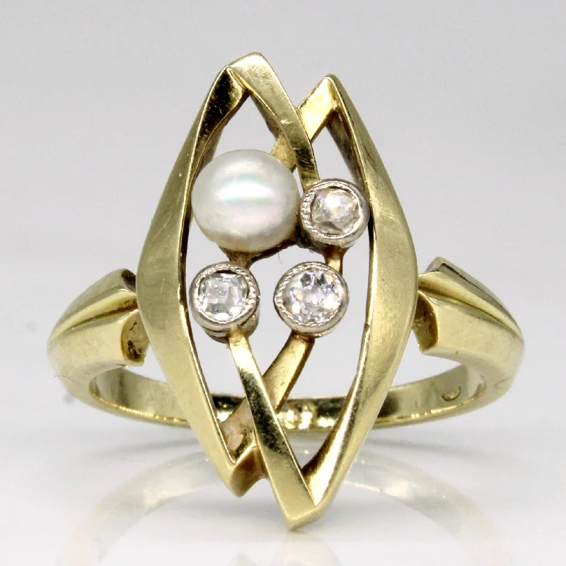 statement rings for women -Diamond & Pearl Cocktail Ring | 0.11ctw | SZ 5.25 |