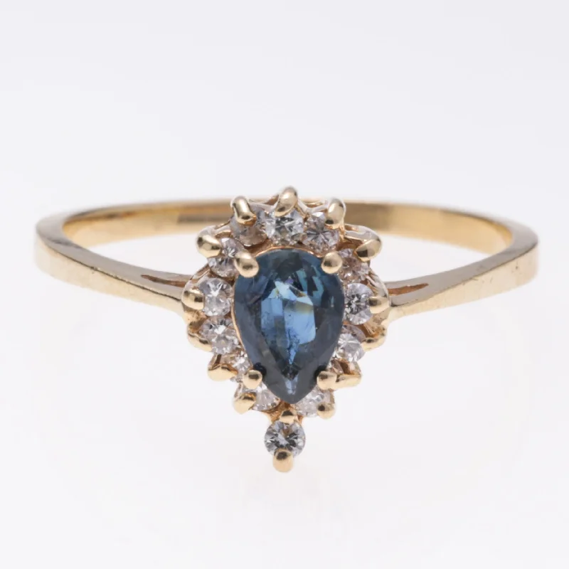 luxury bridal rings -14k Yellow Gold Sapphire and Diamond Ring | 0.36ct, 0.21ctw | SZ 6.25