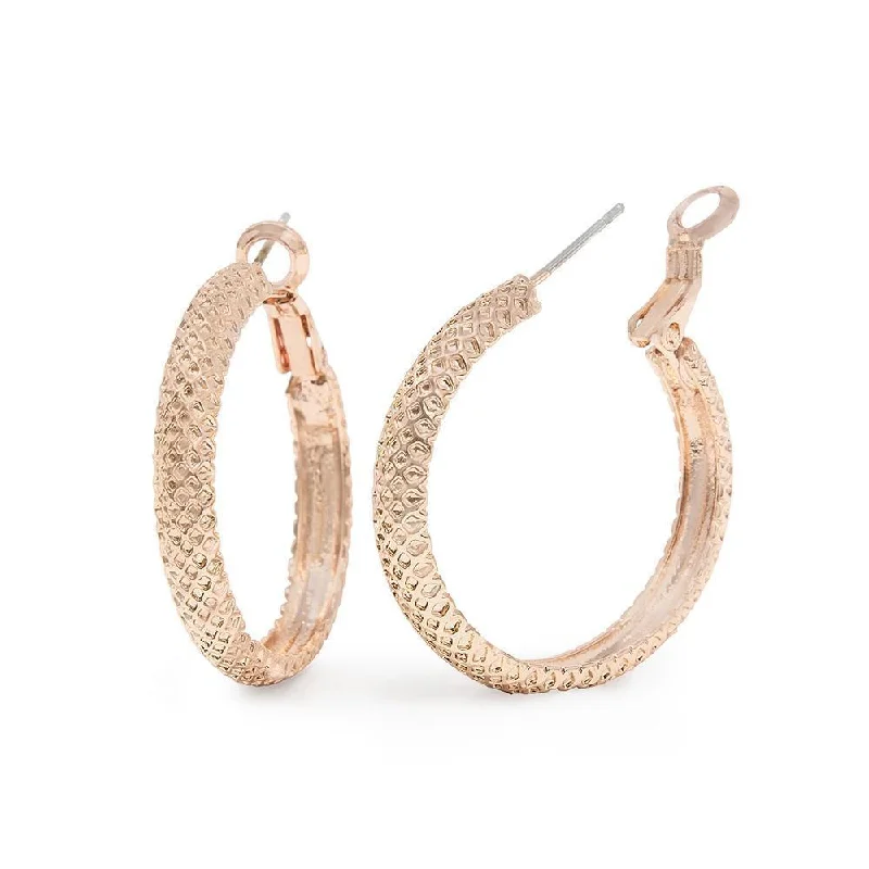 bold earrings for women -special occasion earrings for women -Woven Texture Hoop Earrings RoseGold Pl (size 26mm)