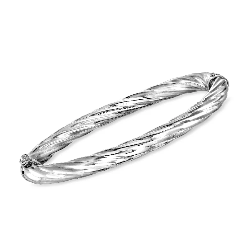 modern women’s bangles -Ross-Simons Italian 6mm Sterling Silver Twisted Bangle Bracelet