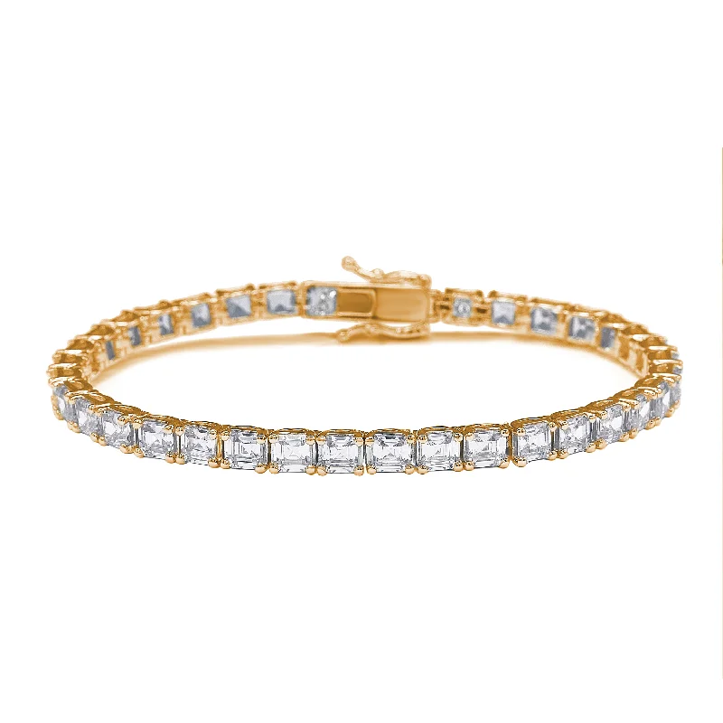 elegant crystal bracelets for women -Suzy Levian Rose Sterling Silver White Assher Cut Cubic Zirconia Tennis Bracelet