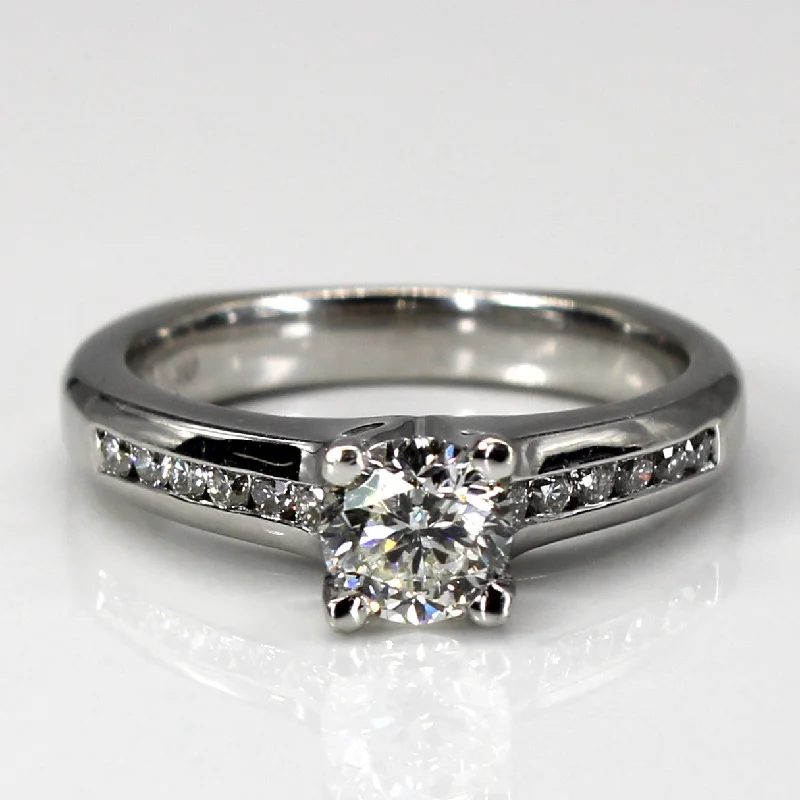 vintage wedding rings for women -Solitaire with Accents Diamond Ring | 0.72ctw SI1 F/G | SZ 6.5 |