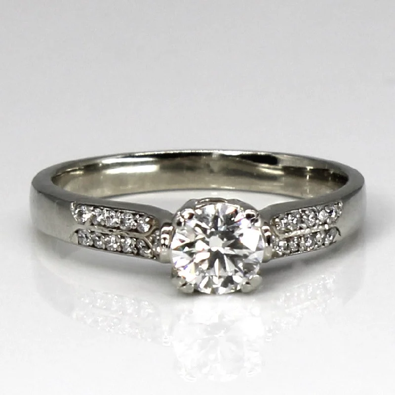 stackable rings for women -Solitaire with Accents Diamond 19k Ring | 0.63ctw | SZ 7 |