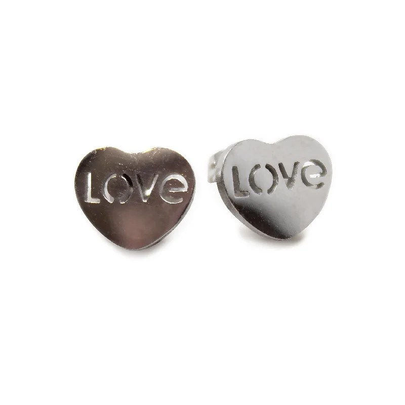 personalized earrings for women -colorful earrings for women -Stainless Steel LOVE Heart post Earrings