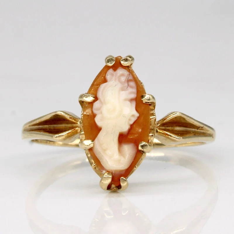 vintage wedding rings for women -Carved Shell Cameo Ring | 1.00ct | SZ 6.75 |