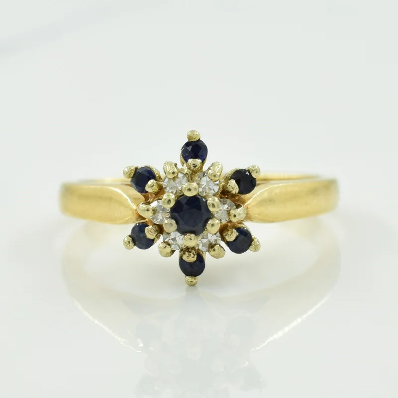 luxury gold rings -Blue Sapphire & Diamond Ring | 0.18ctw, 0.06ctw | SZ 3.5 |