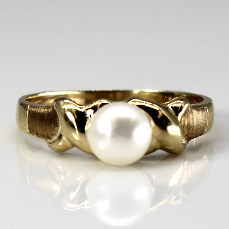 silver wedding rings for women -Pearl Crossover Gold Ring | SZ 5.25 |