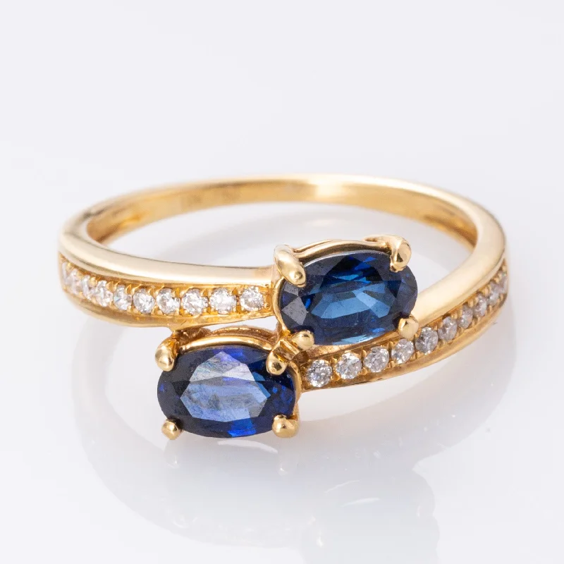 geometric rings for women -18K Sapphire and Diamond Ring | 1.18ctw, 0.16ctw | SZ 7 |