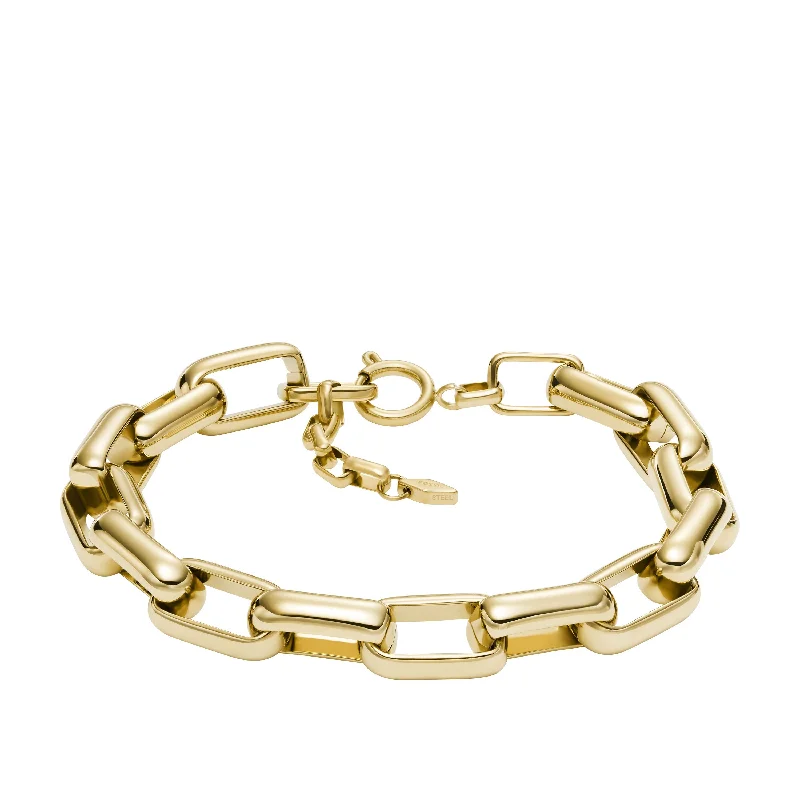 matching bracelet sets for women -Fossil Women's Archival Core Essentials Gold-Tone Stainless Steel Chain Bracelet