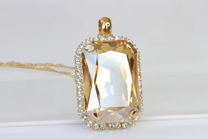 women’s crystal charm necklaces -symbolic necklaces for women -CHAMPAGNE Rebeka NECKLACE,