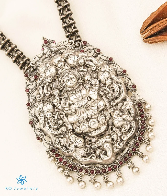 silver necklaces for women -silver necklaces for women -The Bhavini Nakkasi Silver Lakshmi Necklace