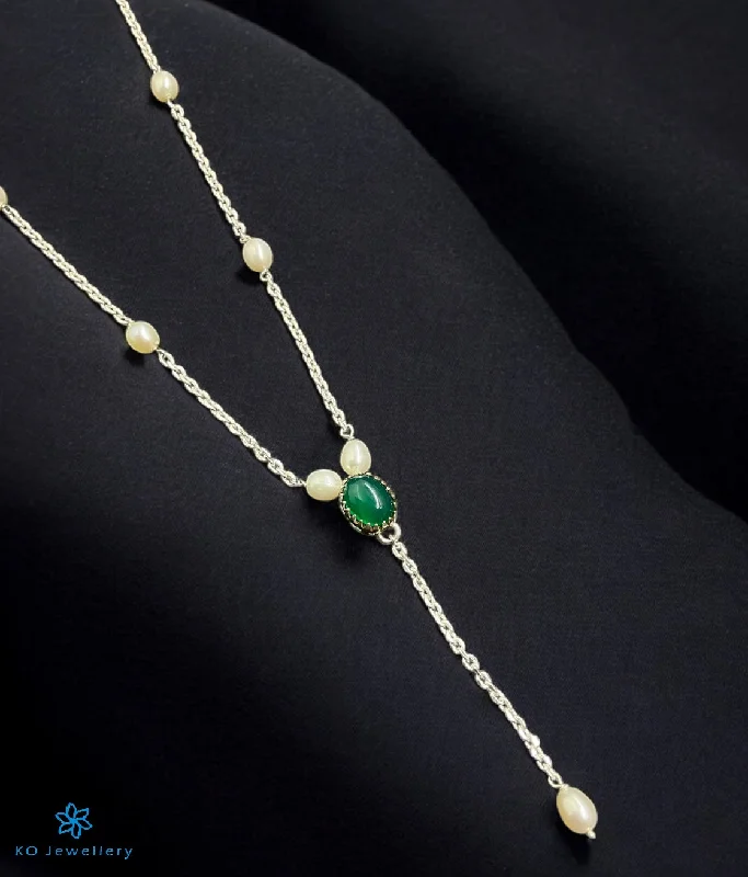 high-end necklaces for women -fashion lockets for women -The Kaya  Silver Pearl & Gemstone Necklace/ Earrings