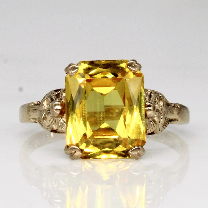 designer engagement rings for women -Synthetic Yellow Sapphire Cocktail Ring | 3.85ct | SZ 5.75 |