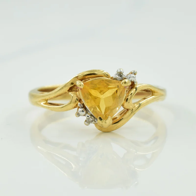 unique engagement rings -Citrine & Diamond Bypass Ring | 0.60ct, 0.01ctw | SZ 7.75 |