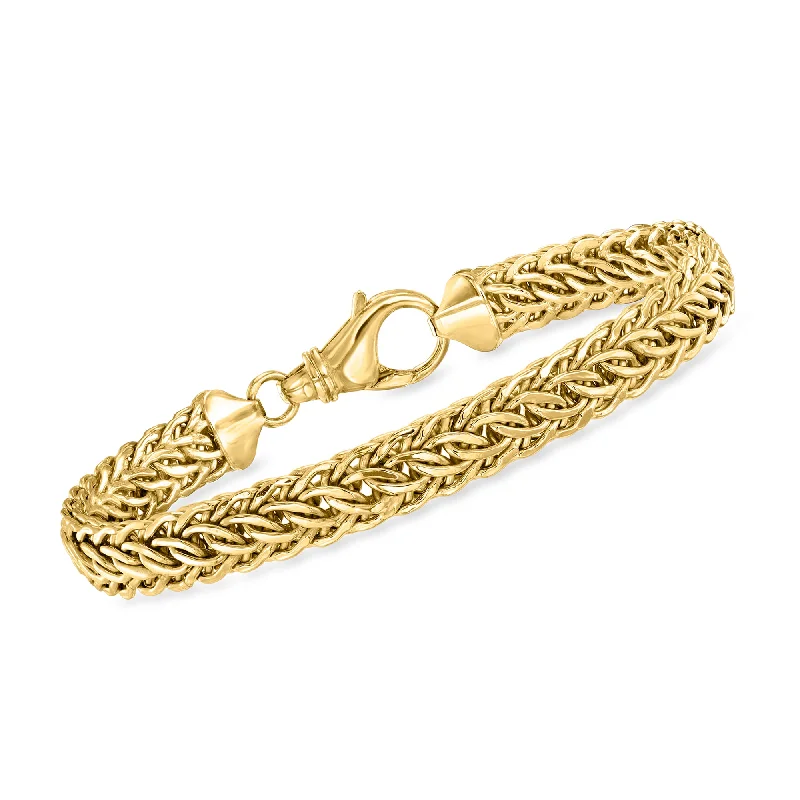 luxury diamond bangles -Ross-Simons 18kt Gold Over Sterling Cestina-Link Bracelet