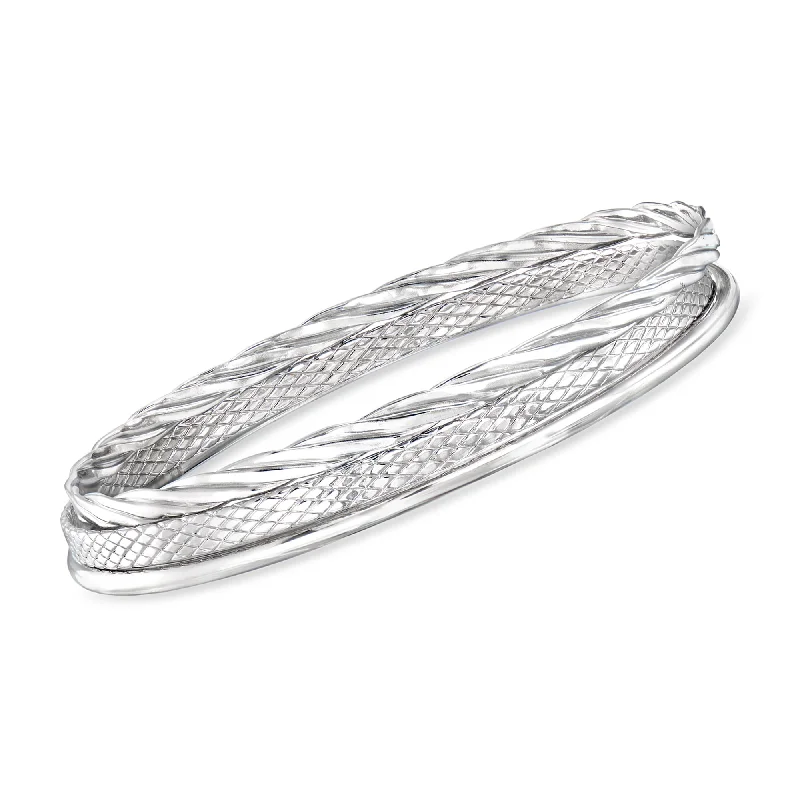 stylish stacking bracelets -Ross-Simons Sterling Silver Jewelry Set: 3 Stackable Bangle Bracelets