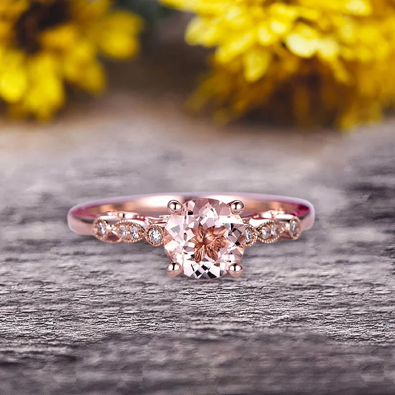 stylish engagement rings for women -stylish engagement rings for women -1.25 Carat Round Cut Brilliant Pink Morganite Engagement Ring On 10k Rose Gold Stunning Milgrain