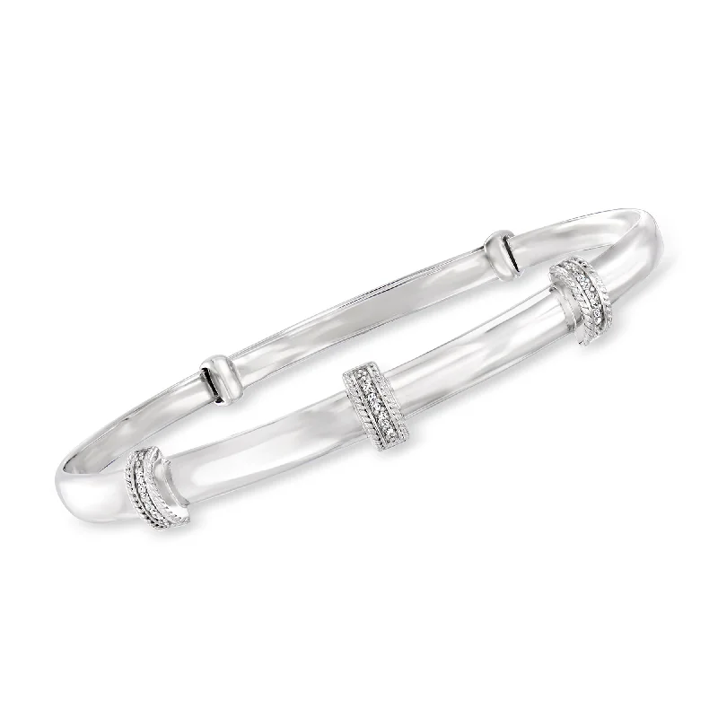 elegant tennis bracelets for women -Ross-Simons Diamond-Accented Bangle Bracelet in Sterling Silver