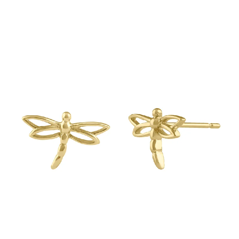 chic statement earrings -evening earrings for women -Solid 14K Gold Dragonfly Earrings