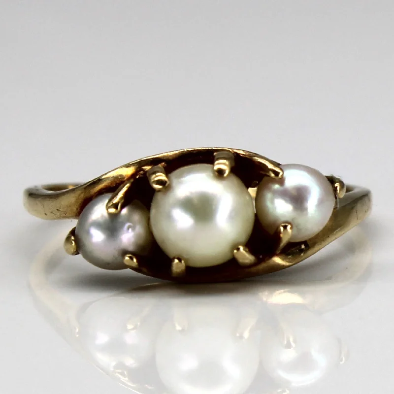 eternity band rings for women -Bypass Three Stone Pearl Ring | SZ 7.75 |