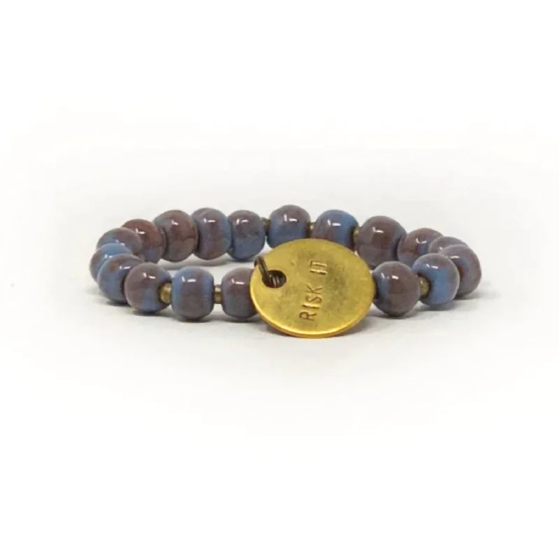 elegant tennis bracelets for women -Women's Risk It Inspirational Charm Bracelet In Blue Dawn